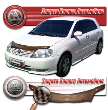 2 299 р. Дефлектор капота CA-Plastiс  Toyota Allex  E12# (2002-2004) рестайлинг (серия Шелкография карбон медь)  с доставкой в г. Владивосток. Увеличить фотографию 1