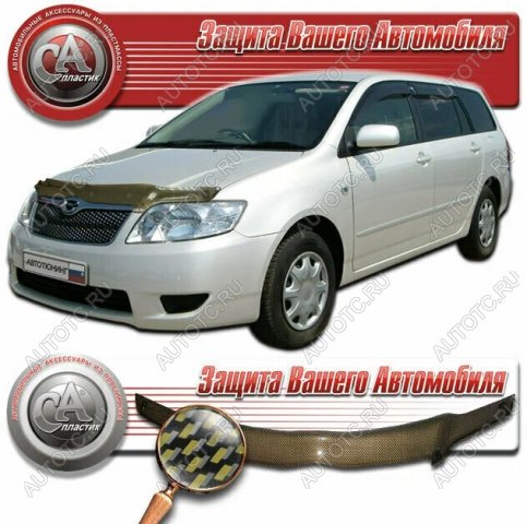 2 149 р. Дефлектор капота CA-Plastiс  Chery Tiggo T11 (2005-2013) дорестайлинг (серия Шелкография карбон золото)  с доставкой в г. Владивосток