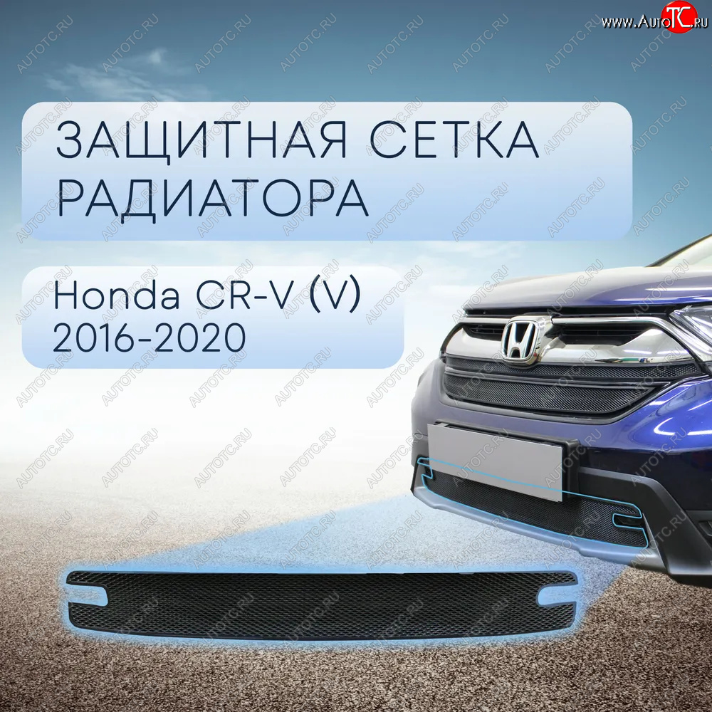 3 069 р. Защитная сетка в бампер (низ, ячейка 3х7 мм) Alfeco Стандарт Honda CR-V RW,RT дорестайлинг (2016-2020) (Чёрная)  с доставкой в г. Владивосток