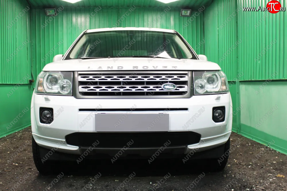 3 199 р. Защитная сетка в бампер (низ, ячейка 3х7 мм) Alfeco Стандарт  Land Rover Freelander  L359 (2010-2012) 1-ый рестайлинг (Чёрная)  с доставкой в г. Владивосток