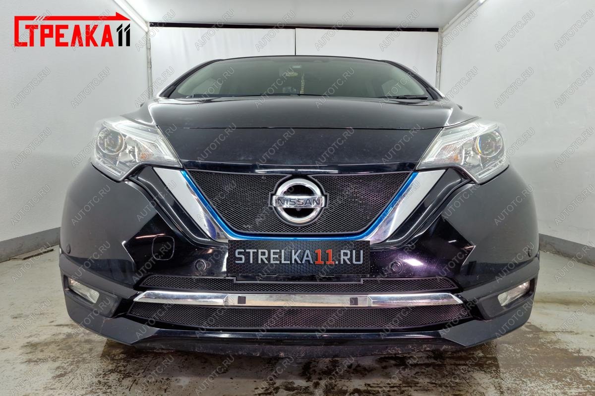 4 749 р. Защита радиатора (низ, Medalist X, 2 части) Стрелка11 Стандарт  Nissan Note  2 (2016-2020) E12 рестайлинг (черная)  с доставкой в г. Владивосток