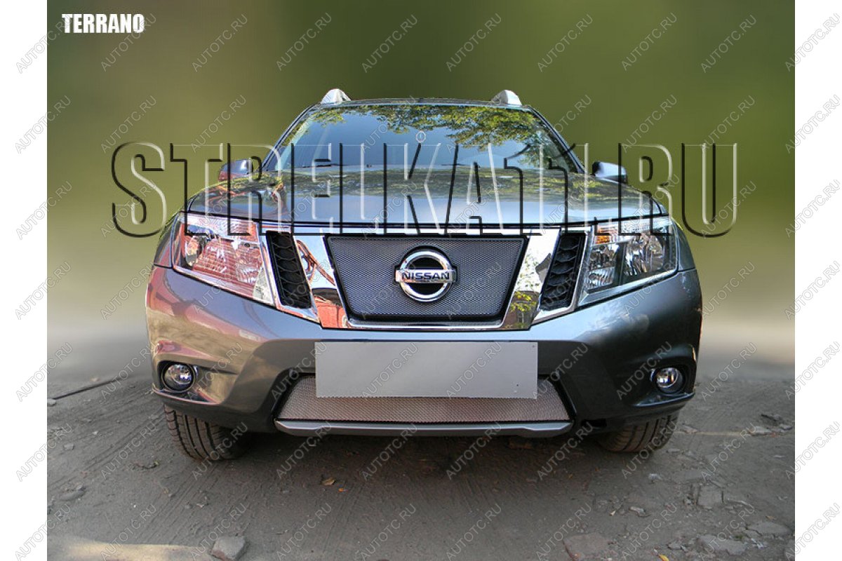 3 279 р. Защита радиатора (верх) Стрелка11 Стандарт Nissan Terrano D10 дорестайлинг (2013-2016) (черная)  с доставкой в г. Владивосток