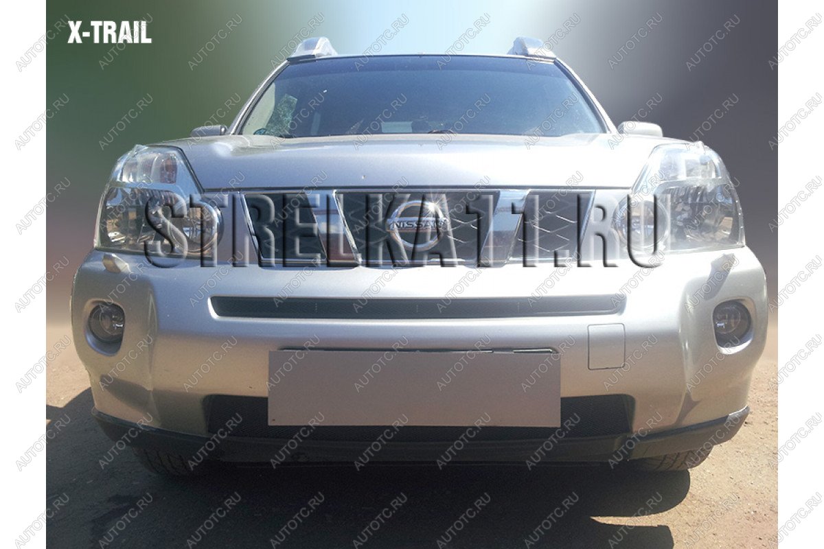 3 399 р. Защита радиатора (низ) Стрелка11 Стандарт  Nissan X-trail  2 T31 (2007-2011) дорестайлинг (черная)  с доставкой в г. Владивосток