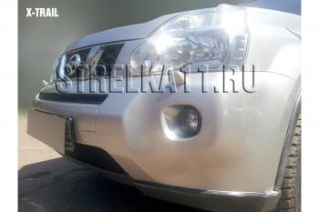 3 399 р. Защита радиатора (низ) Стрелка11 Стандарт  Nissan X-trail  2 T31 (2007-2011) дорестайлинг (черная)  с доставкой в г. Владивосток. Увеличить фотографию 2