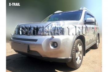 3 589 р. Защита радиатора (низ) Стрелка11 Стандарт  Nissan X-trail  2 T31 (2007-2011) дорестайлинг (хром)  с доставкой в г. Владивосток. Увеличить фотографию 2