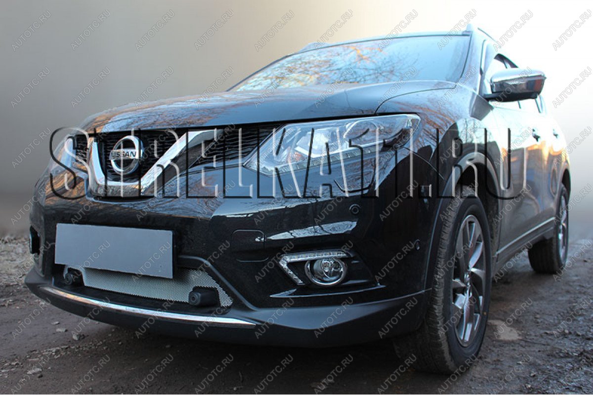 3 499 р. Защита радиатора (с парктроником низ) Стрелка11 Стандарт  Nissan X-trail  3 T32 (2013-2018) дорестайлинг (хром)  с доставкой в г. Владивосток