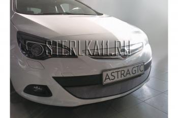 3 779 р. Защита радиатора Стрелка11 Стандарт  Opel Astra  J GTC (2011-2018) (черная)  с доставкой в г. Владивосток. Увеличить фотографию 2