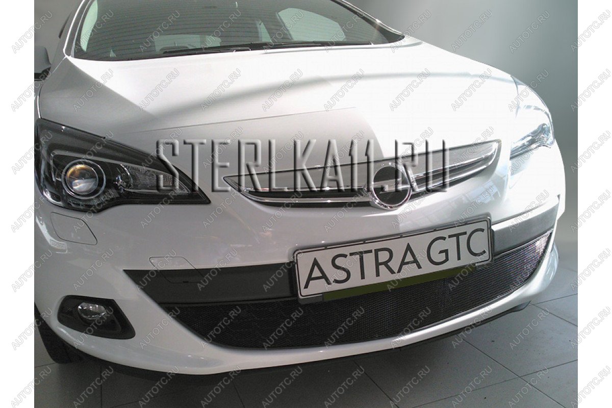 3 779 р. Защита радиатора Стрелка11 Стандарт  Opel Astra  J GTC (2011-2018) (черная)  с доставкой в г. Владивосток