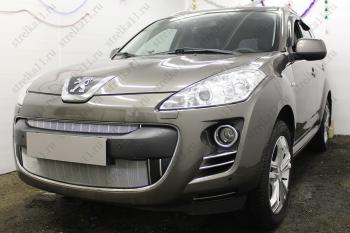 3 299 р. Защита радиатора (низ) Стрелка11 Стандарт  Peugeot 4007 (2007-2012) (хром)  с доставкой в г. Владивосток. Увеличить фотографию 2