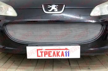 3 399 р. Защита радиатора (низ) Стрелка11 Стандарт  Peugeot 407 ( седан,  универсал) (2004-2011) (хром)  с доставкой в г. Владивосток. Увеличить фотографию 1