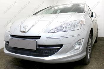 3 679 р. Защита радиатора (3 части) Стрелка11 Стандарт Peugeot 408  дорестайлинг (2010-2017) (черная)  с доставкой в г. Владивосток. Увеличить фотографию 2