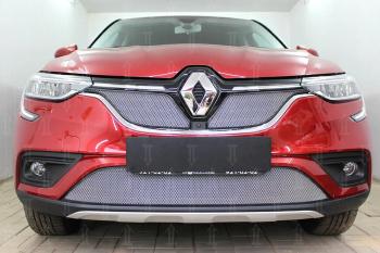 3 699 р. Защита радиатора (верх, 2 части) Стрелка11 Стандарт  Renault Arkana (2019-2024) (хром)  с доставкой в г. Владивосток. Увеличить фотографию 2