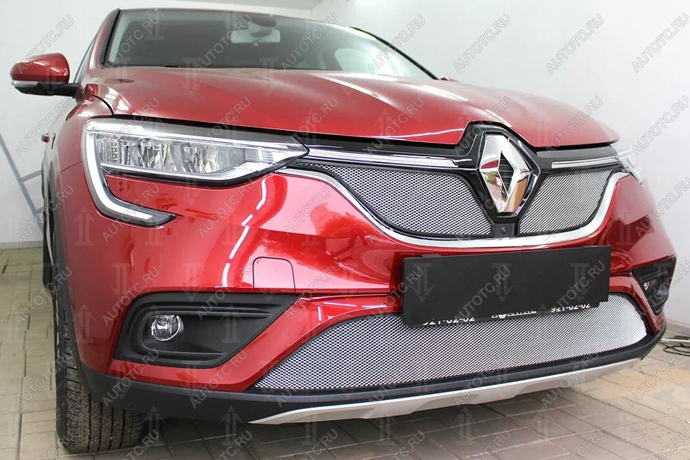 3 699 р. Защита радиатора (верх, 2 части) Стрелка11 Стандарт  Renault Arkana (2019-2024) (хром)  с доставкой в г. Владивосток