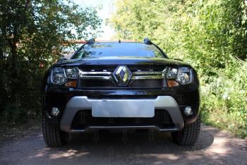 2 559 р. Защита радиатора (верх) Стрелка11 Стандарт Renault Duster HS рестайлинг (2015-2021) (черная)  с доставкой в г. Владивосток. Увеличить фотографию 3