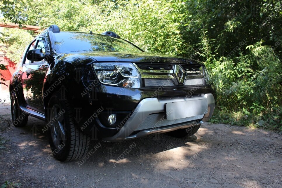 2 689 р. Защита радиатора (верх) Стрелка11 Стандарт  Renault Duster  HS (2015-2021) рестайлинг (хром)  с доставкой в г. Владивосток