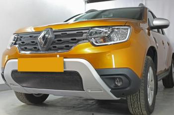 4 299 р. Защита радиатора (верх, 4 части) Стрелка11 Стандарт  Renault Duster  HM (2021-2024) рестайлинг (черная)  с доставкой в г. Владивосток. Увеличить фотографию 2