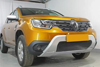 4 299 р. Защита радиатора (верх, 4 части) Стрелка11 Стандарт  Renault Duster  HM (2021-2024) рестайлинг (черная)  с доставкой в г. Владивосток. Увеличить фотографию 4