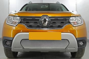 3 899 р. Защита радиатора (низ) Стрелка11 Стандарт  Renault Duster  HM (2020-2024) (хром)  с доставкой в г. Владивосток. Увеличить фотографию 2