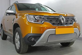 3 899 р. Защита радиатора (низ) Стрелка11 Стандарт  Renault Duster  HM (2020-2024) (хром)  с доставкой в г. Владивосток. Увеличить фотографию 3