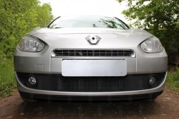 2 349 р. Защита радиатора (верх) Стрелка11 Стандарт  Renault Fluence (2010-2012) дорестайлинг (черная)  с доставкой в г. Владивосток. Увеличить фотографию 1