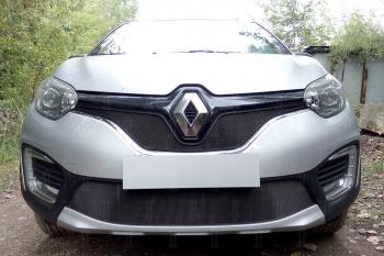 3 299 р. Защита радиатора (верх) Стрелка11 Стандарт  Renault Kaptur (2016-2020) дорестайлинг (черная)  с доставкой в г. Владивосток. Увеличить фотографию 2