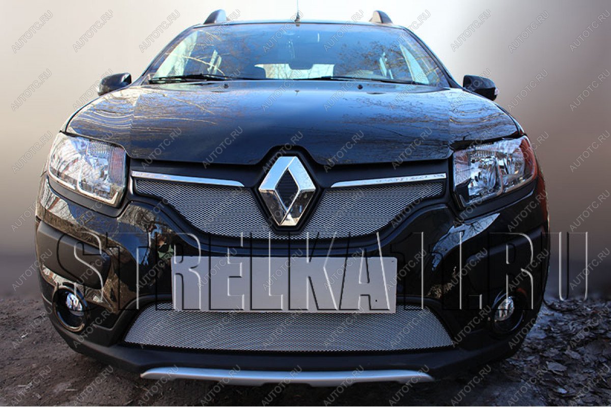 3 589 р. Защита радиатора Стрелка11 Стандарт  Renault Logan  2 - Sandero Stepway  (B8) (хром)  с доставкой в г. Владивосток