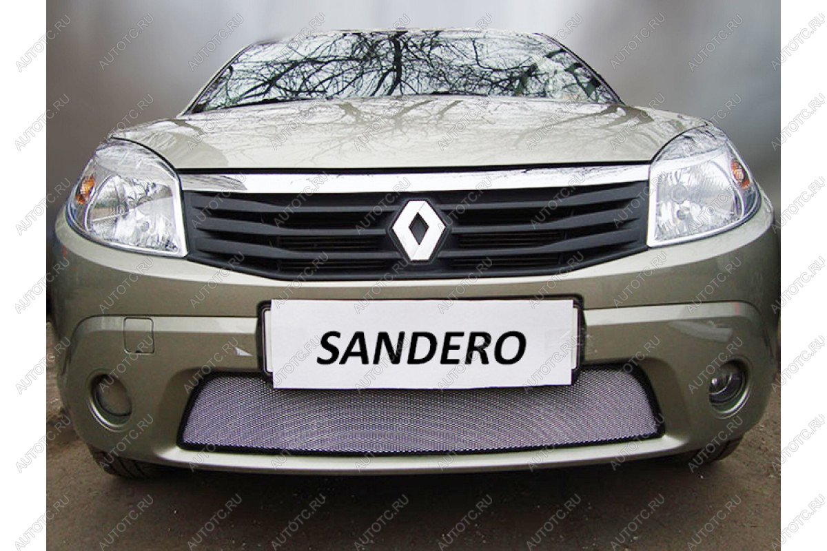 2 999 р. Защита радиатора Стрелка11 Стандарт  Renault Sandero  (BS) (2009-2014) (хром)  с доставкой в г. Владивосток