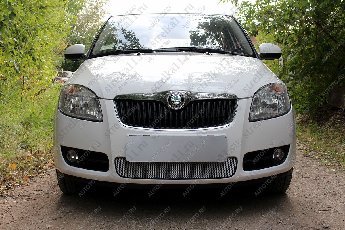 3 399 р. Защита радиатора Стрелка11 Стандарт  Skoda Fabia  Mk2 (2007-2010) универсал дорестайлинг, хэтчбэк дорестайлинг (хром)  с доставкой в г. Владивосток