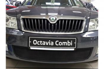 3 399 р. Защита радиатора Стрелка11 Стандарт  Skoda Octavia  A5 (2008-2013) лифтбэк рестайлинг, рестайлинг универсал (черная)  с доставкой в г. Владивосток. Увеличить фотографию 1