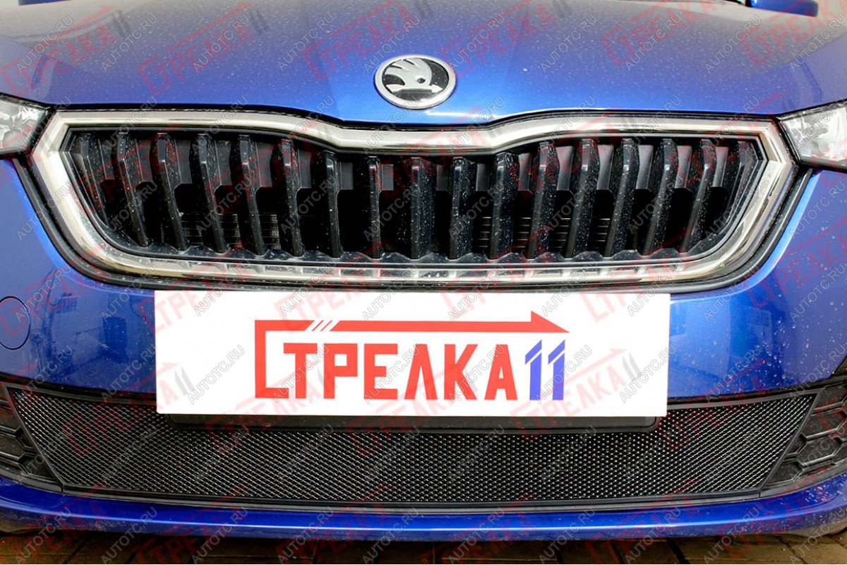 3 179 р. Защита радиатора (низ) Стрелка11 Стандарт  Skoda Rapid  MK2 (2019-2024) (черная)  с доставкой в г. Владивосток