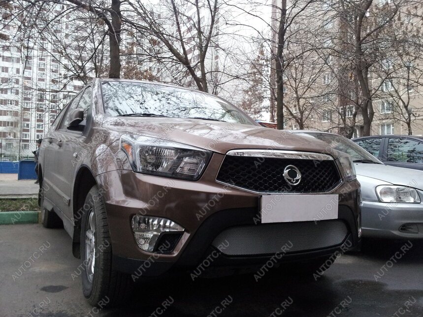 3 279 р. Защита радиатора Стрелка11 Стандарт  SSANGYONG Actyon Sport (2012-2024) (хром)  с доставкой в г. Владивосток