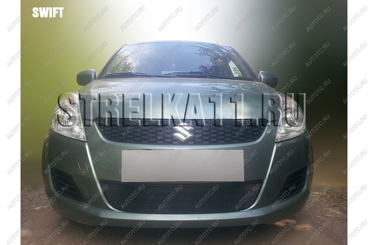 2 899 р. Защита радиатора Стрелка11 Стандарт  Suzuki Swift  ZC72S (2010-2013) дорестайлинг, хэтчбэк 5 дв. (черная)  с доставкой в г. Владивосток