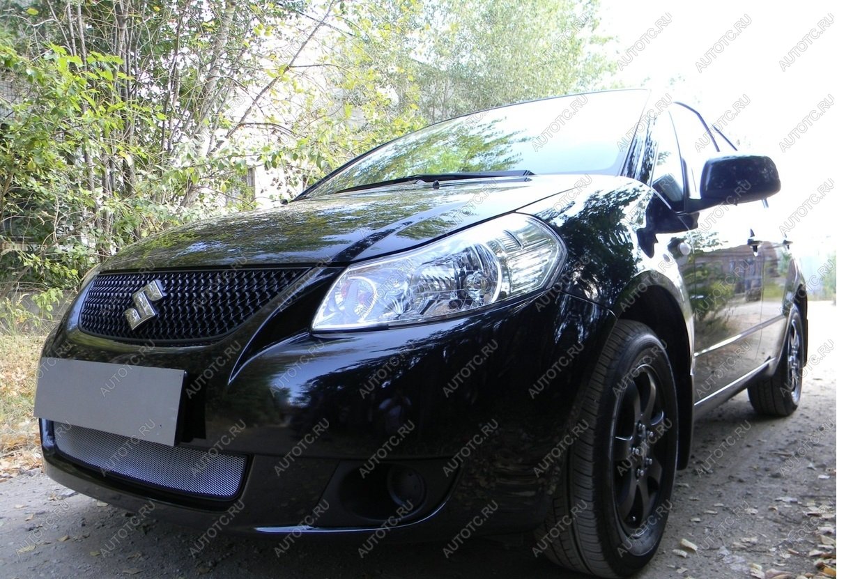 2 999 р. Защита радиатора Стрелка11 Стандарт  Suzuki SX4  GYC21S (2006-2012) дорестайлинг седан (хром)  с доставкой в г. Владивосток