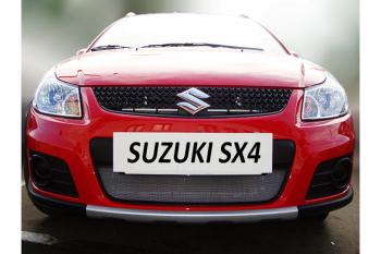 2 899 р. Защита радиатора Стрелка11 Стандарт Suzuki SX4 GYA,GYB  рестайлинг, хэтчбэк (2010-2016) (черная)  с доставкой в г. Владивосток. Увеличить фотографию 2