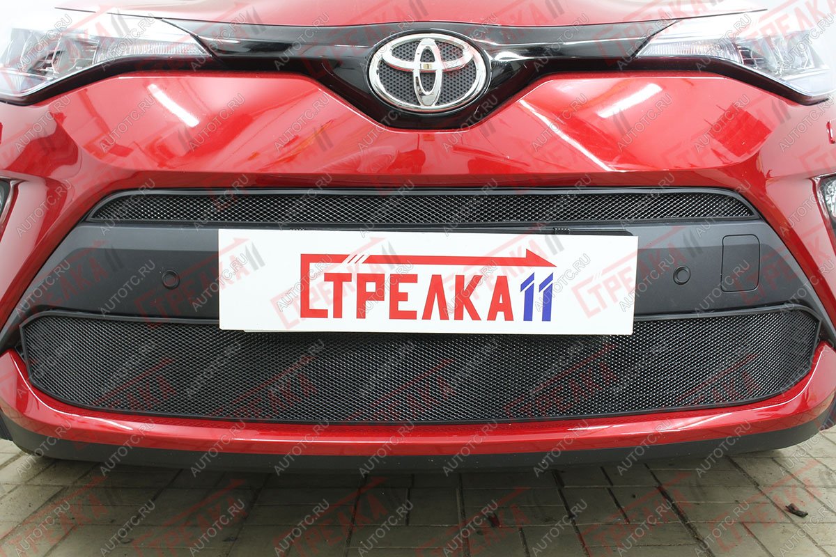 2 689 р. Защита радиатора (верх) Стрелка11 Стандарт  Toyota C-HR  NGX10, ZGX10 (2019-2024) рестайлинг (черная)  с доставкой в г. Владивосток