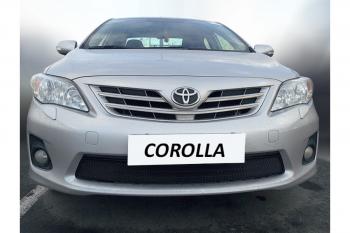 2 899 р.  Защита радиатора Стрелка11 Стандарт Toyota Corolla E140 седан рестайлинг (2009-2013) (черная)  с доставкой в г. Владивосток. Увеличить фотографию 1