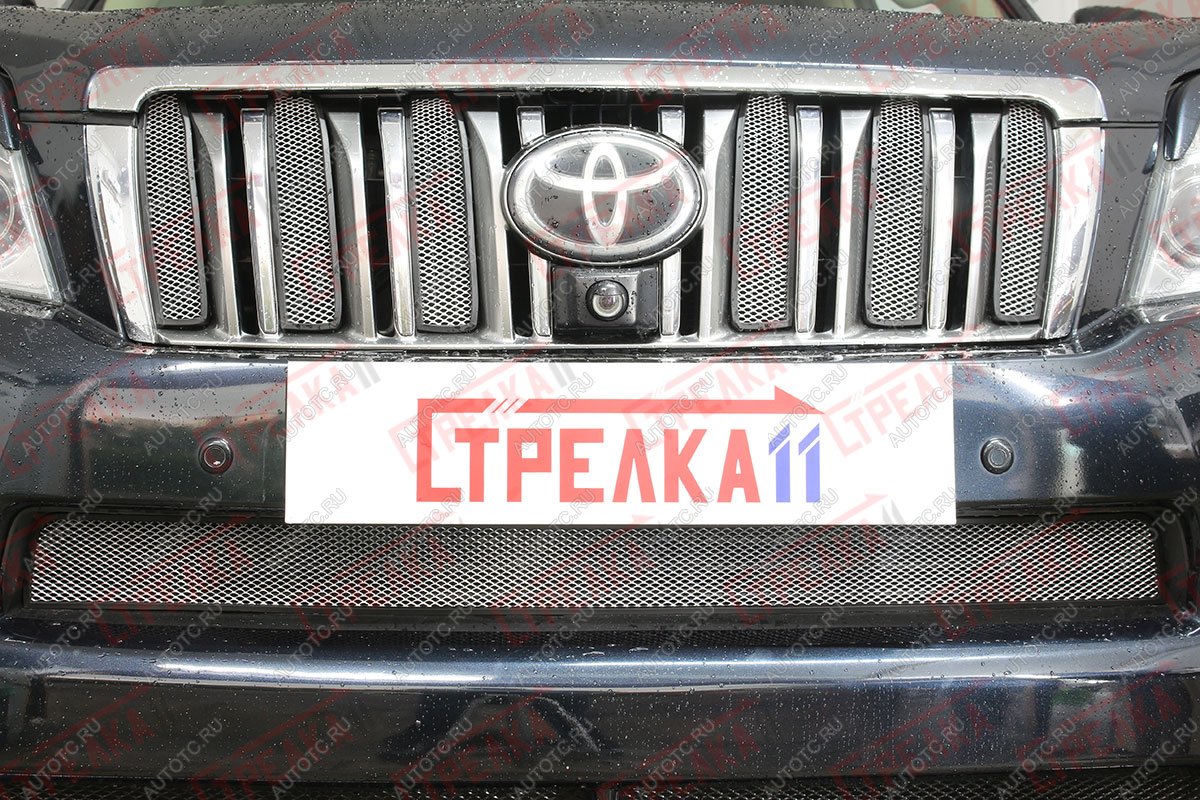 3 279 р. Защита радиатора (низ) Стрелка11 Стандарт  Toyota Land Cruiser Prado  J150 (2009-2013) дорестайлинг (хром)  с доставкой в г. Владивосток