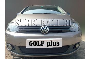 2 899 р. Защита радиатора Стрелка11 Стандарт Volkswagen Golf Plus 6 (2009-2014) (черная)  с доставкой в г. Владивосток. Увеличить фотографию 1