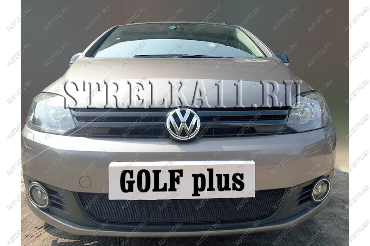 2 899 р. Защита радиатора Стрелка11 Стандарт Volkswagen Golf Plus 6 (2009-2014) (черная)  с доставкой в г. Владивосток