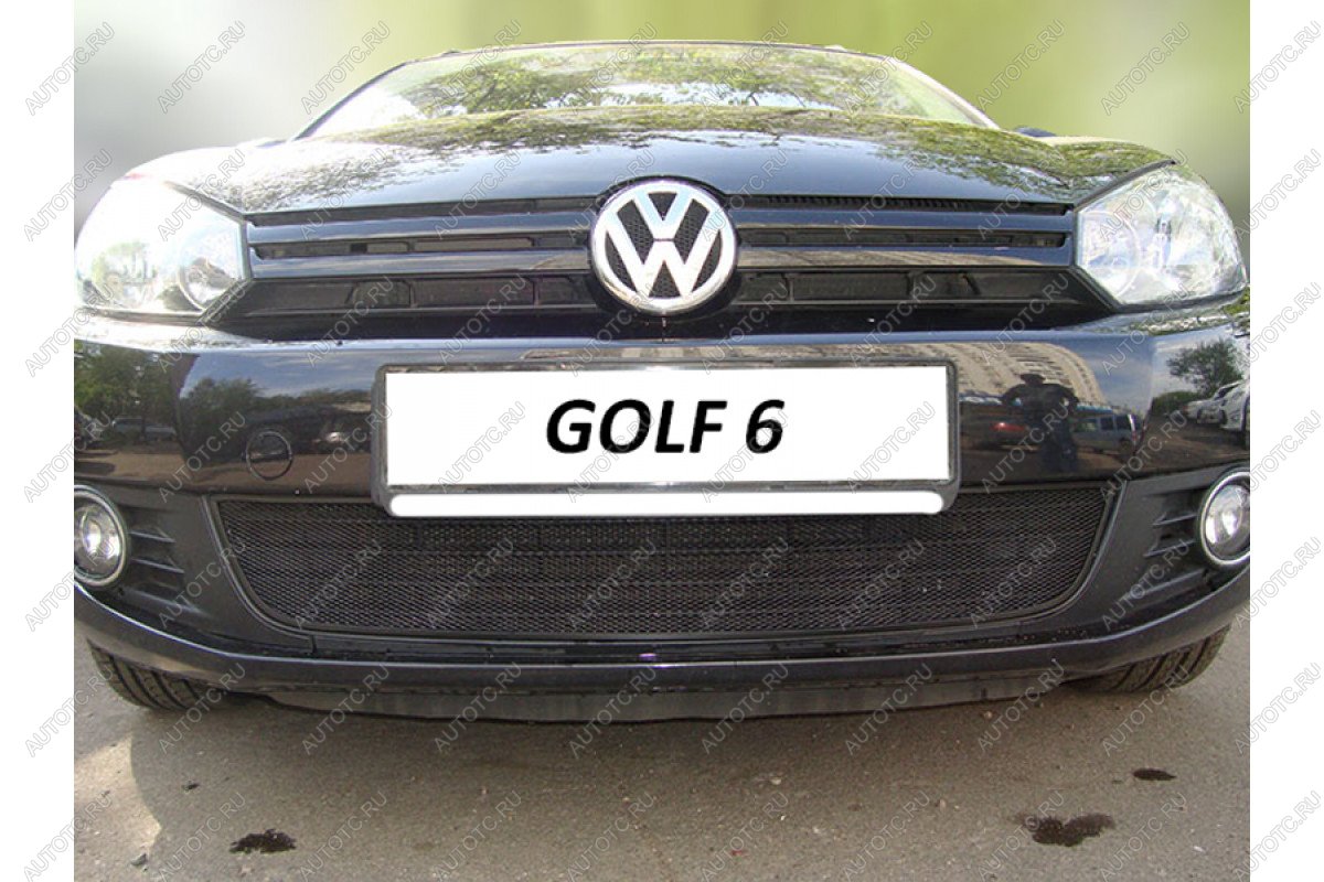 2 899 р. Защита радиатора Стрелка11 Стандарт  Volkswagen Golf  6 (2008-2014) хэтчбэк 5 дв. (черная)  с доставкой в г. Владивосток