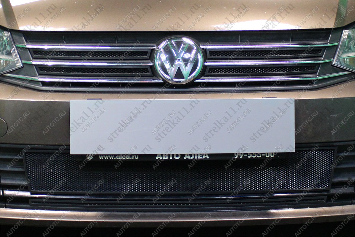 3 699 р. Защита радиатора (4 части верх) Стрелка11 Стандарт Volkswagen Polo 5 седан рестайлинг (2015-2020) (черная)  с доставкой в г. Владивосток