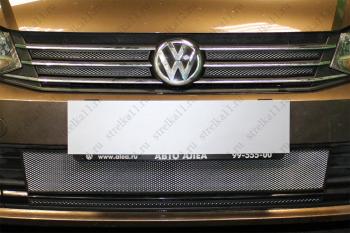 4 599 р. Защита радиатора (4 части верх) Стрелка11 Стандарт  Volkswagen Polo  5 (2015-2020) седан рестайлинг (хром)  с доставкой в г. Владивосток. Увеличить фотографию 1