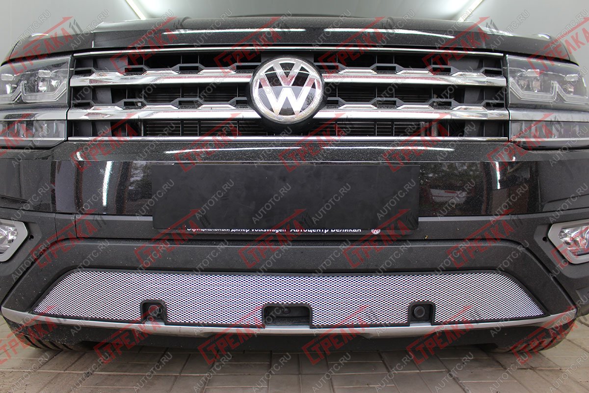 3 499 р. Защита радиатора (низ) Стрелка11 Стандарт  Volkswagen Teramont  CA1 (2016-2020) дорестайлинг (хром)  с доставкой в г. Владивосток