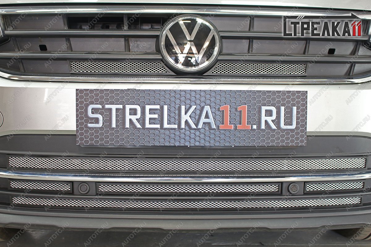 3 779 р. Защита радиатора (верх) Стрелка11 Стандарт  Volkswagen Tiguan  Mk2 (2020-2022) рестайлинг (хром)  с доставкой в г. Владивосток