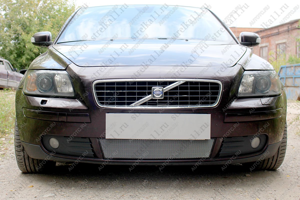 2 799 р. Защита радиатора (низ) Стрелка11 Стандарт  Volvo S40  MS седан (2004-2007) дорестайлинг (хром)  с доставкой в г. Владивосток