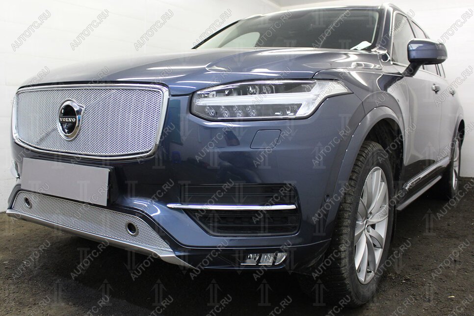 3 199 р. Защита радиатора (с парктроником) Стрелка11 Стандарт  Volvo XC90  L (2015-2019) дорестайлинг (хром)  с доставкой в г. Владивосток