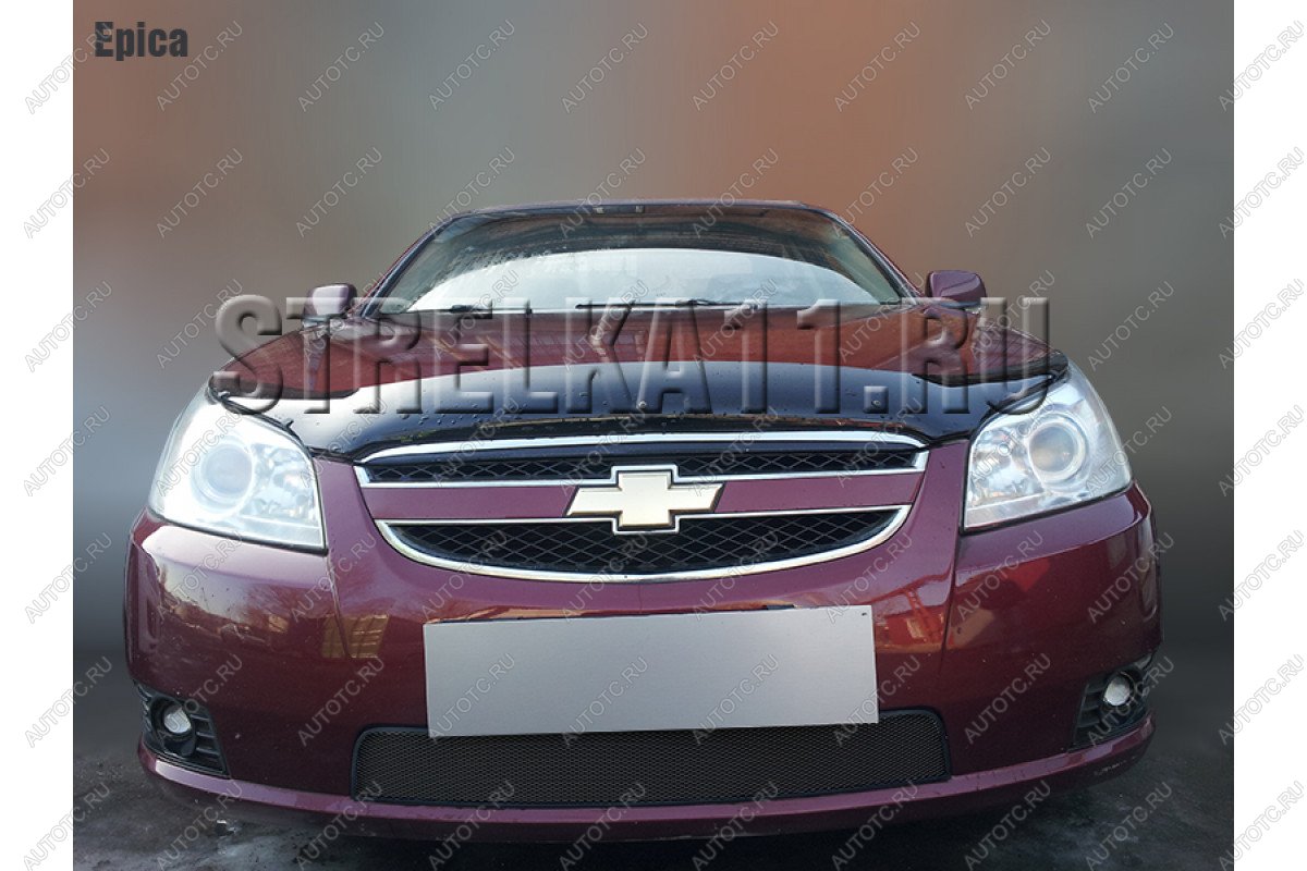 969 р. Зимняя заглушка решетки радиатора Стрелка11  Chevrolet Epica  V250 (2006-2012) (черная)  с доставкой в г. Владивосток