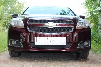 Зимняя заглушка решетки радиатора Стрелка11 Chevrolet Malibu 8 (2013-2015)  (черная)