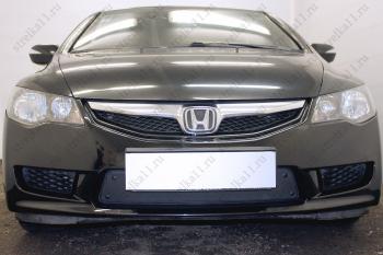 969 р. Зимняя заглушка решетки радиатора Стрелка11  Honda Civic ( FN,  FD) (2008-2012) купе рестайлинг, седан рестайлинг (черная)  с доставкой в г. Владивосток. Увеличить фотографию 1