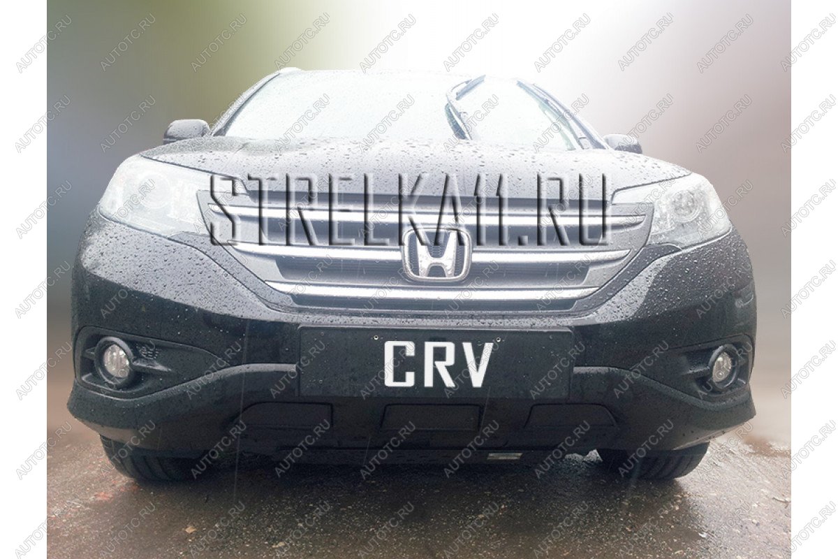 969 р. Зимняя заглушка решетки радиатора Стрелка11  Honda CR-V  RM1,RM3,RM4 (2012-2015) дорестайлинг (черная)  с доставкой в г. Владивосток